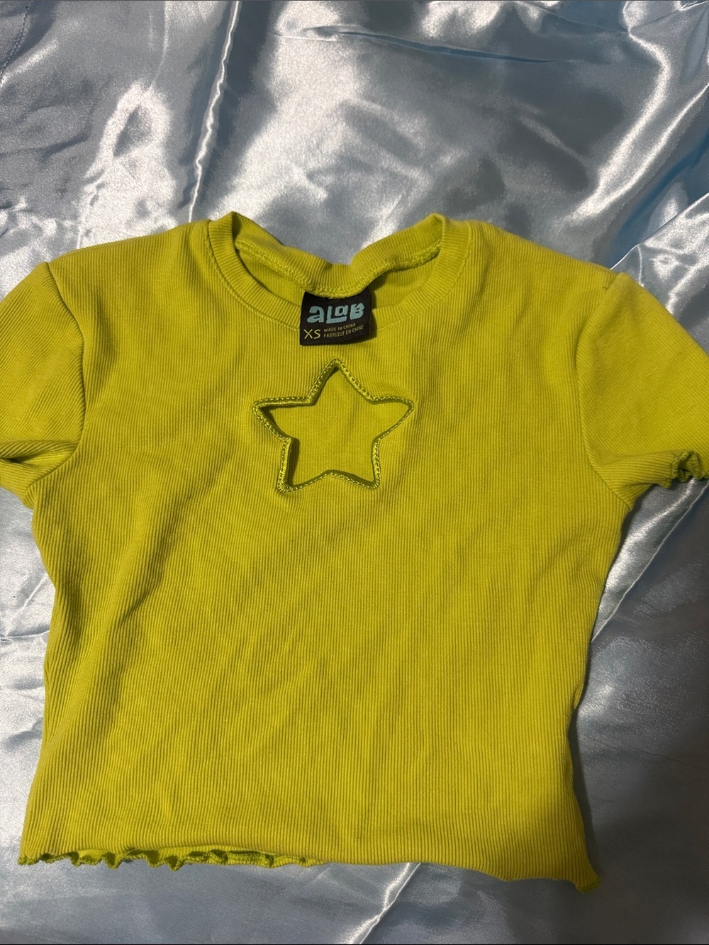 a-lab Yellow Star Cutout Ribbed Tee
